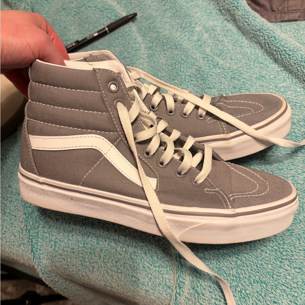 Vans Gray and White High-Top Sneakers